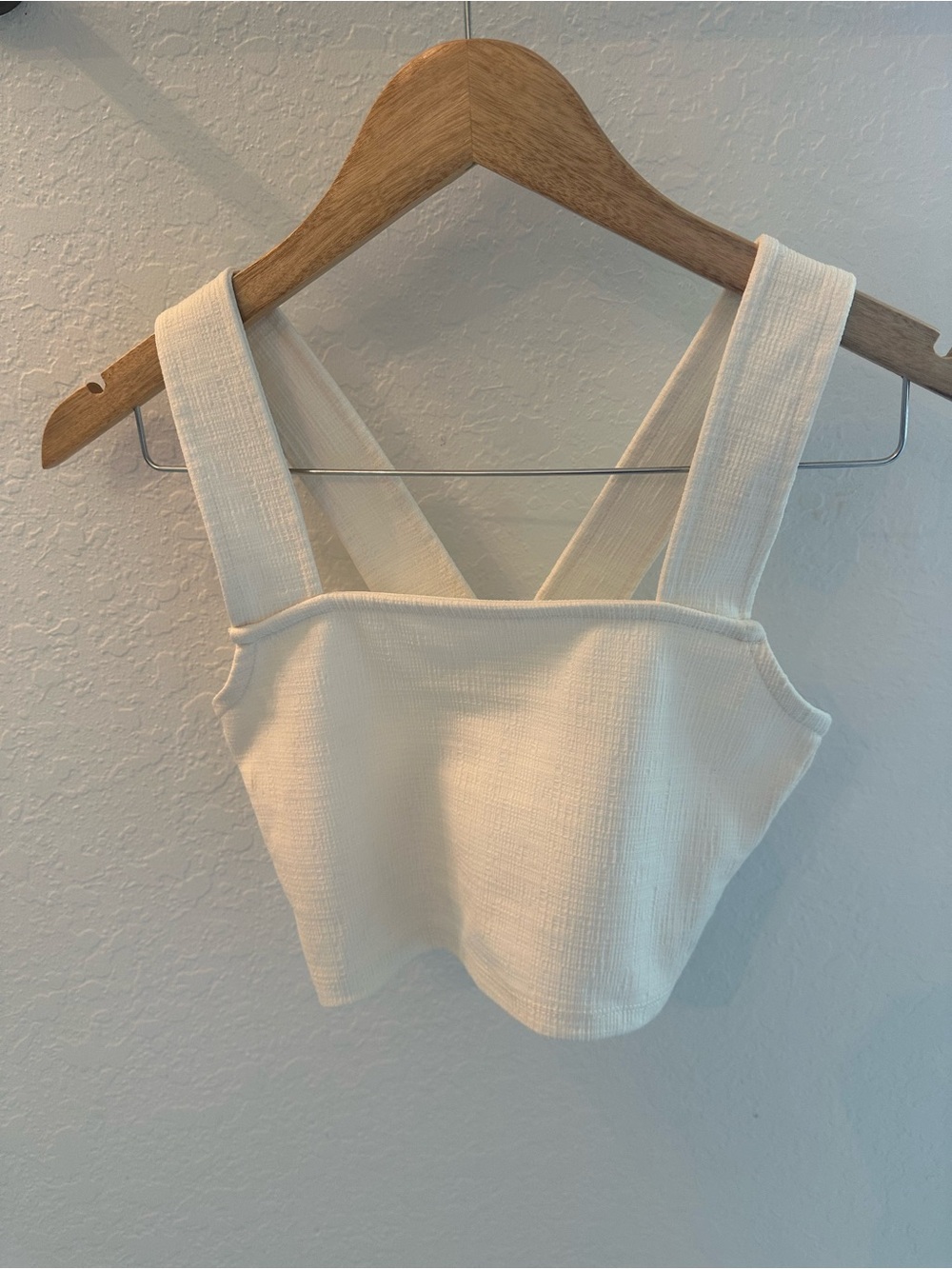 Roxy Cream Textured Crop Top